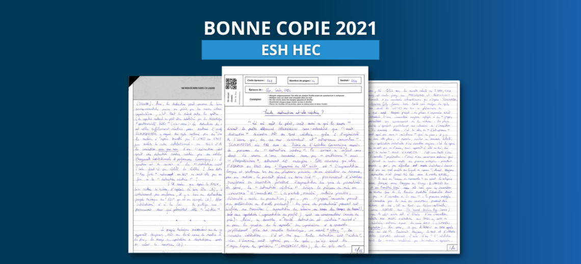 Bonne copie 2021 : Économie, Sociologie, Histoire - HEC