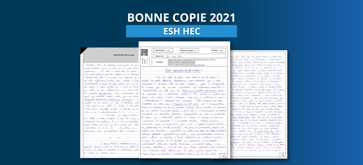 Bonne copie 2021 : Économie, Sociologie, Histoire – HEC