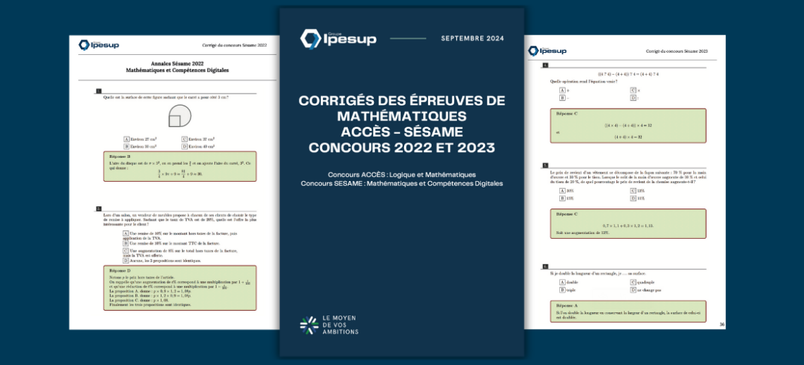 Corrigés des concours SESAME - ACCÈS 2022 & 2023 - Épreuves de Mathématiques