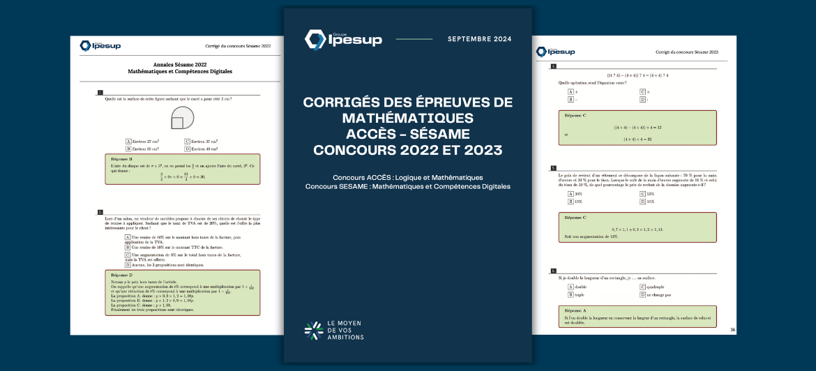 Corrigés des concours SESAME – ACCÈS 2022 & 2023 – Épreuves de Mathématiques
