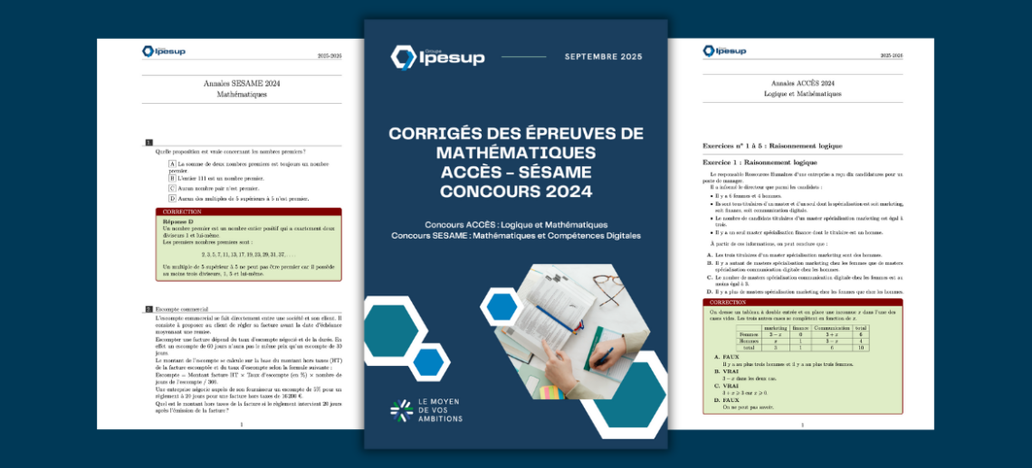 Corrigés des concours SESAME - ACCÈS 2024 - Épreuves de Mathématiques